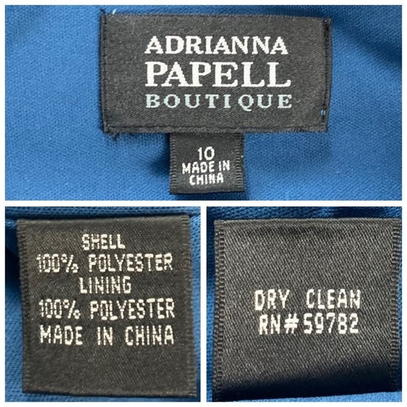 Adrianna Papell solid blue gathered halter styled evening party dress. - Picture 16 of 16